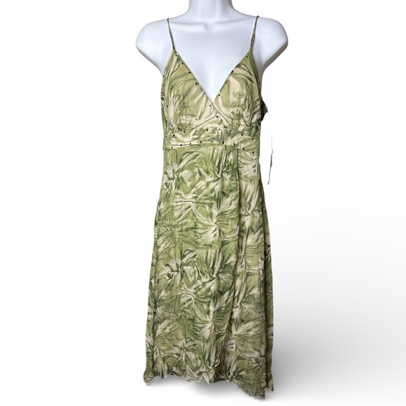 jonathan martin Dresses & Skirts - NWT Silk Washable Sundress Womens Sz 6 Green Tropical Bling Y2K Fairy